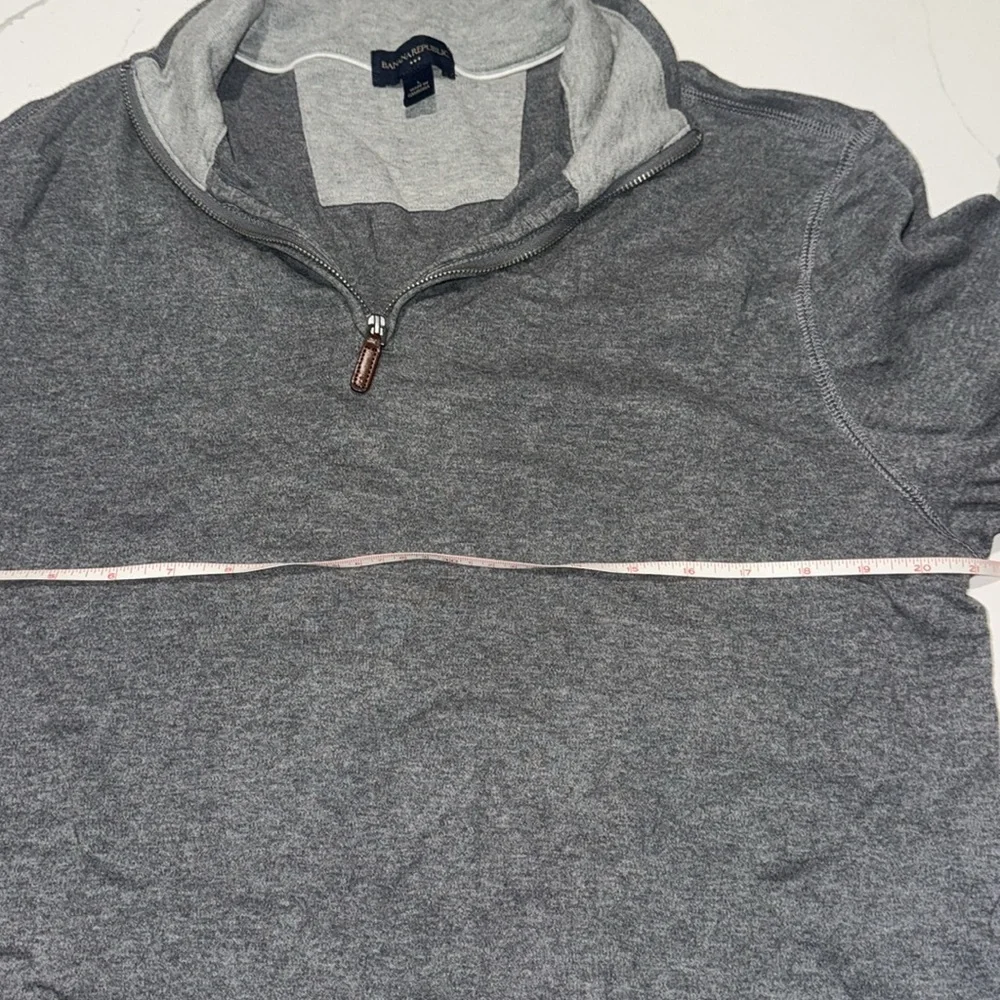 Banana Republic Mens Quarter Zip Sweater Sweatshirt Gray L Long Sleeve